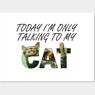 Today I'm only talking to my cat - tabby cat oil painting word art Posters and Art